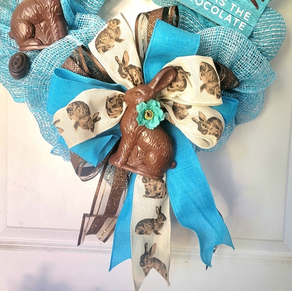 Easter Bunny Wreath Faux Chocolate Rabbit - Picture 6 of 9